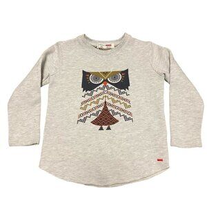 Castro Girl's Gray Owl Graphic Print Crewneck Sweatshirt